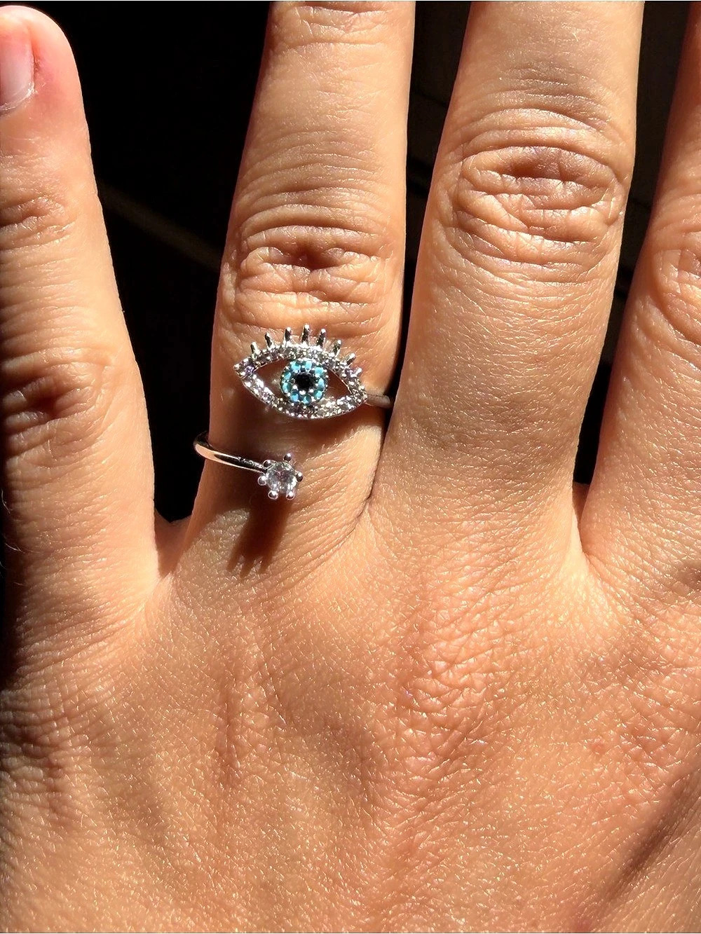 Turquoise Evil Eye Wrap Ring Rhinestone Statement Ring